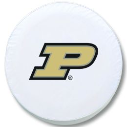 Purdue Tire Cover w/ Boilermakers Logo - White Vinyl