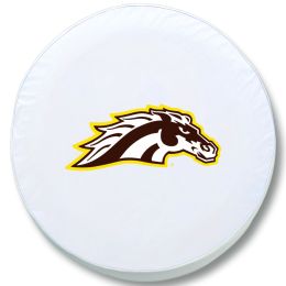 Western Michigan Tire Cover w/ Broncos Logo - White Vinyl