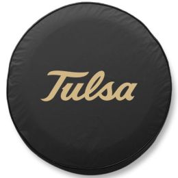 Tulsa Tire Cover w/ Golden Hurricanes Logo - Black Vinyl