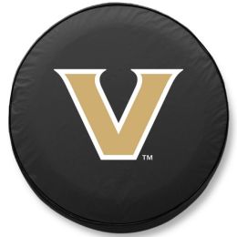 Vanderbilt Tire Cover w/ Commodores Logo - Black Vinyl